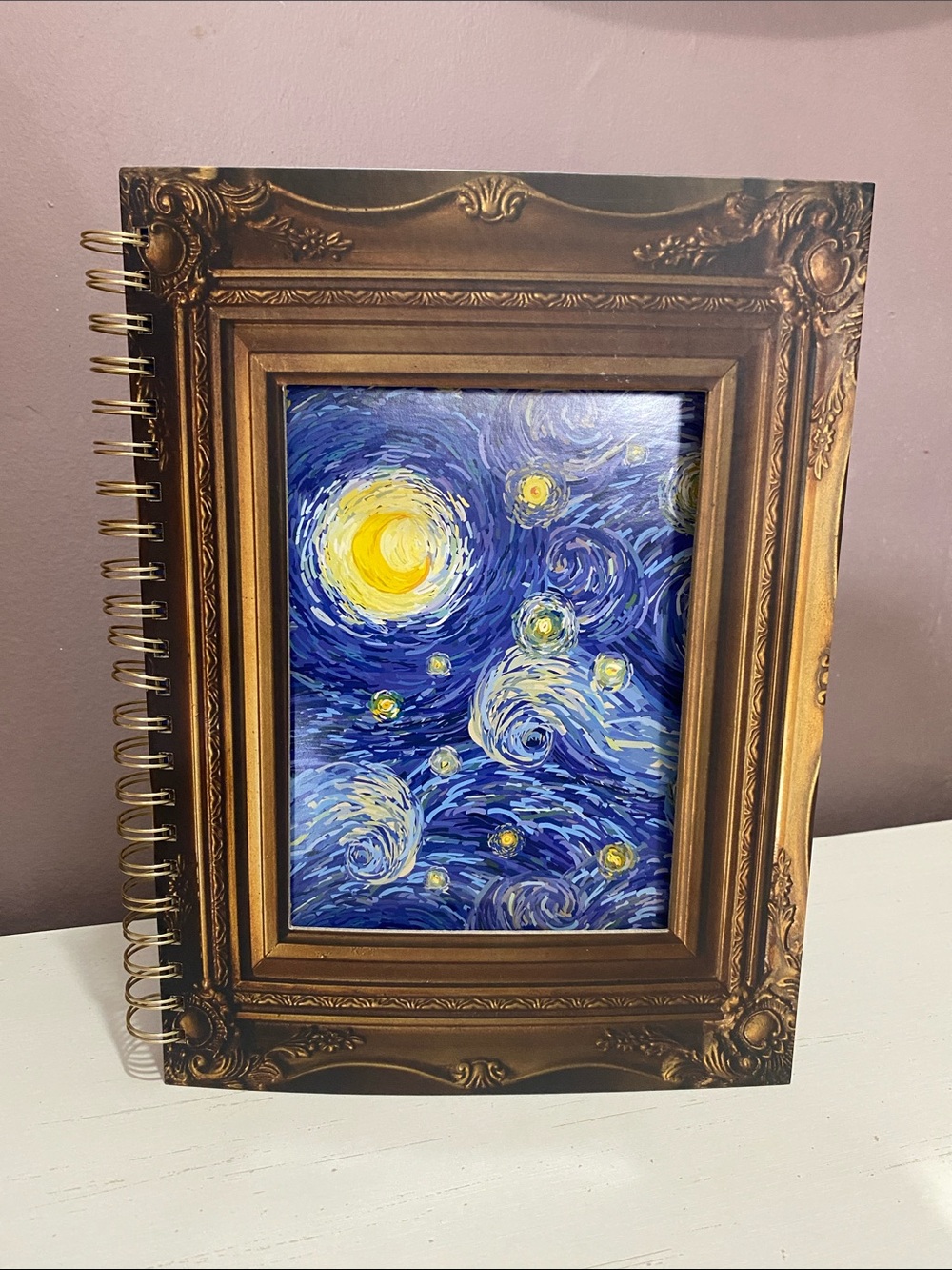 Spiral-Bound Starry Night Art Notebook - Blue & Gold
